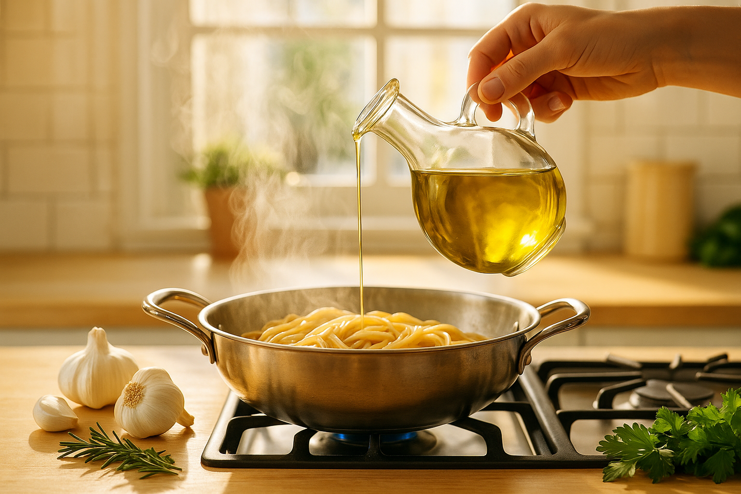 Pasta cooking scene