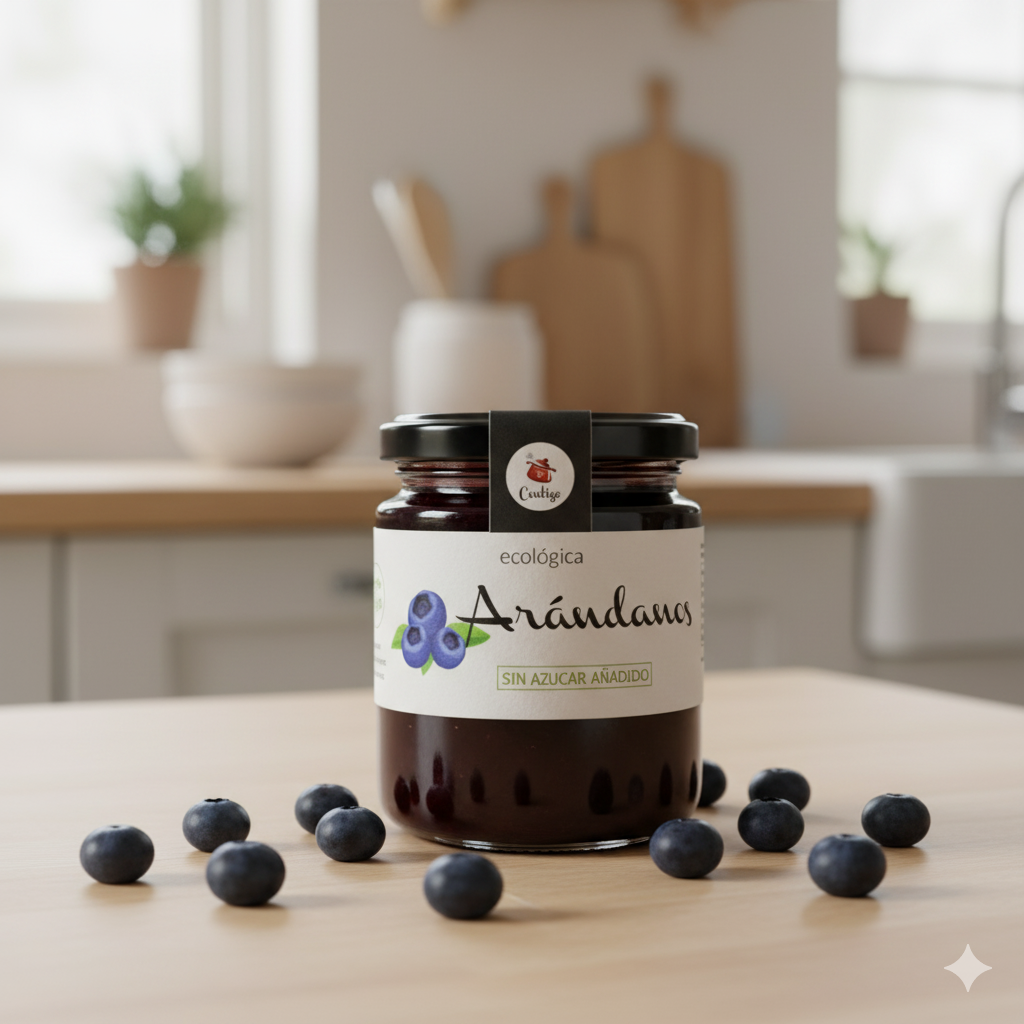 Organic Blueberry jam without added sugar nor sweeteners, 250g