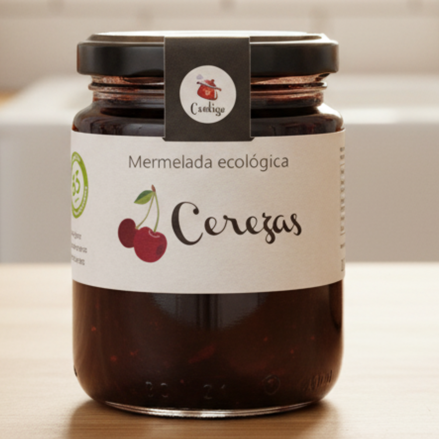 Organic Cherry jam without added sugar nor sweeteners, 250g