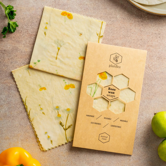 Bee wax wrap set of 3 canvas of different sizes (Meadows)