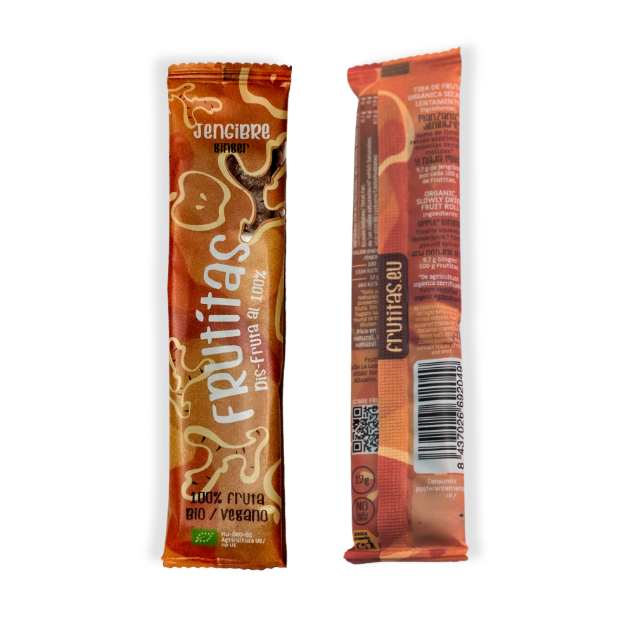 Fruititas of Ginger BIO, organic fruit leather tongue, 1 units