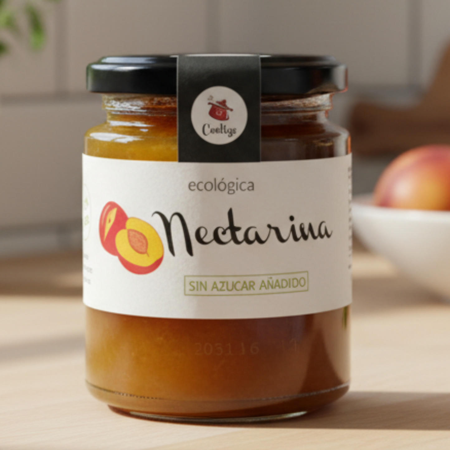 Organic Nectarine jam without added sugar nor sweeteners, 250g