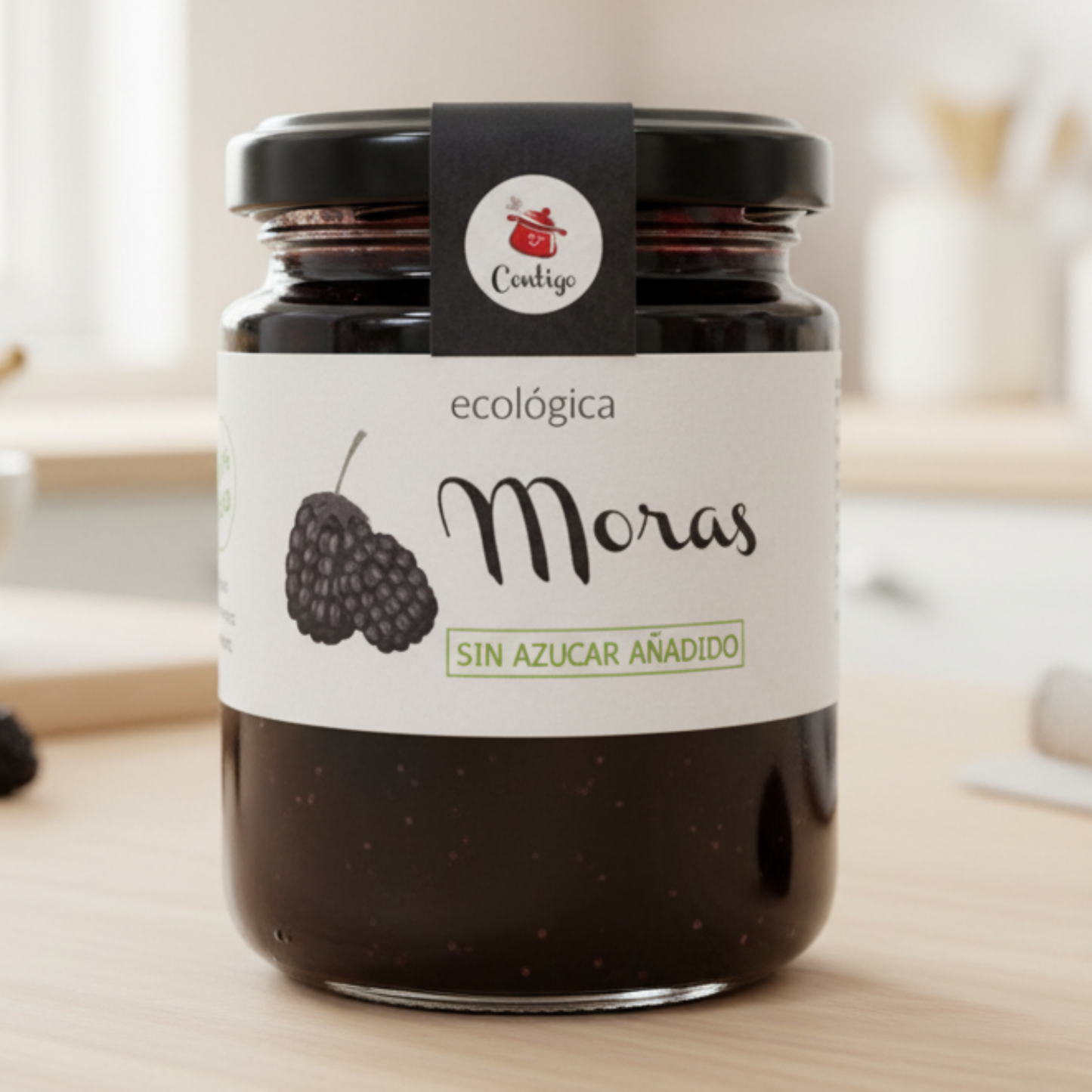 Organic Blackberry jam without added sugar nor sweeteners, 250g