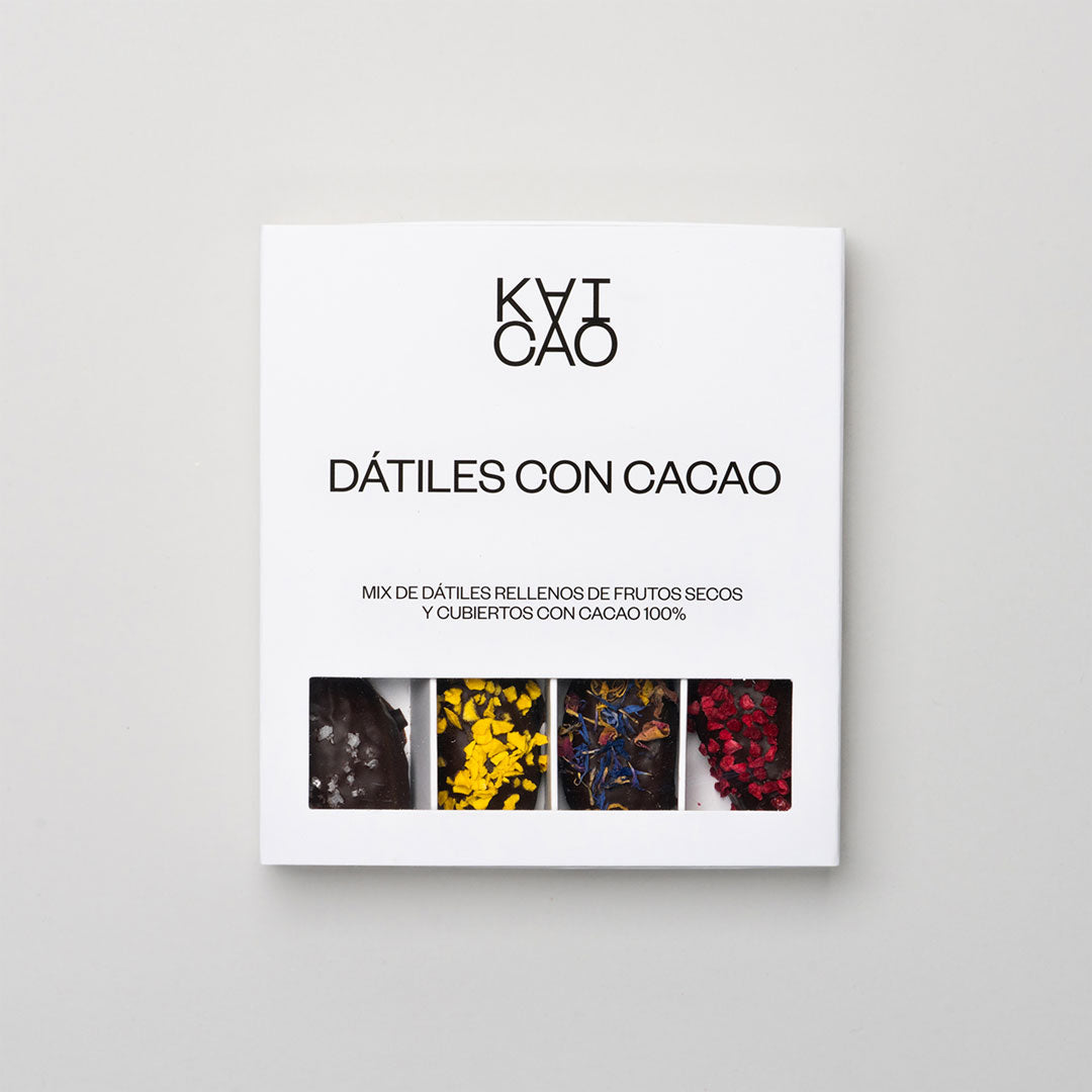 A pack of 12 medjool Dates filled with nuts covered with 100% cacao, 300g