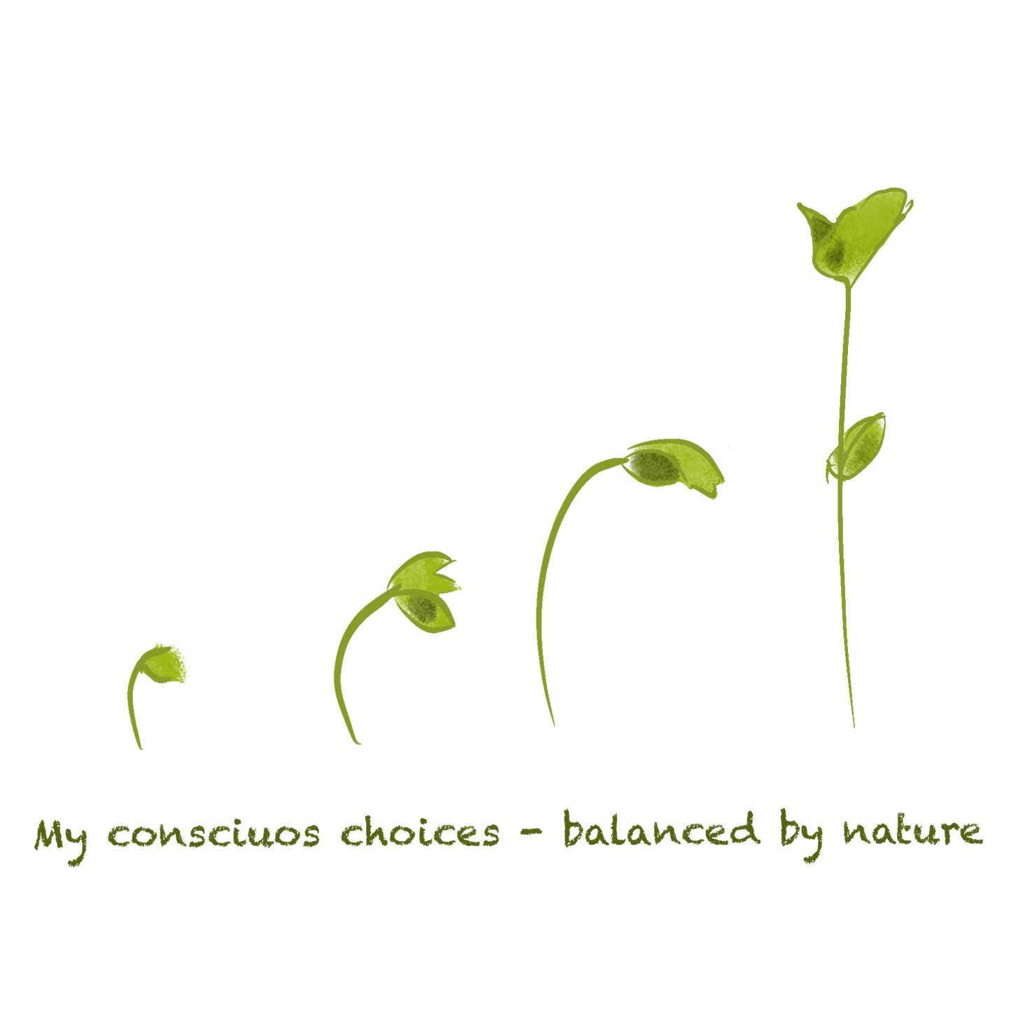 Stainless steel tumbler with growing plant and words: My conscious choices - balanced by nature