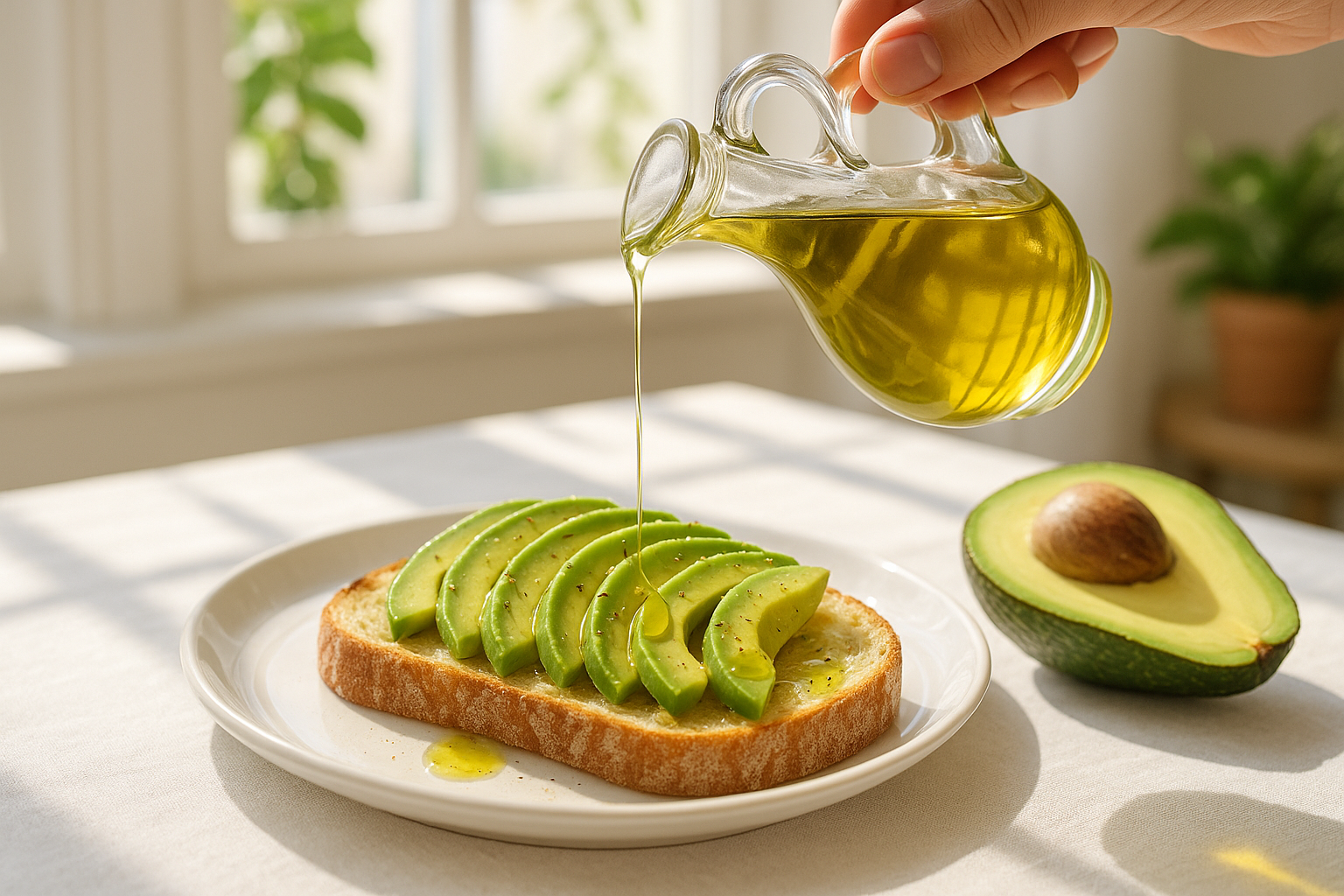 Avocado toast with olive oil