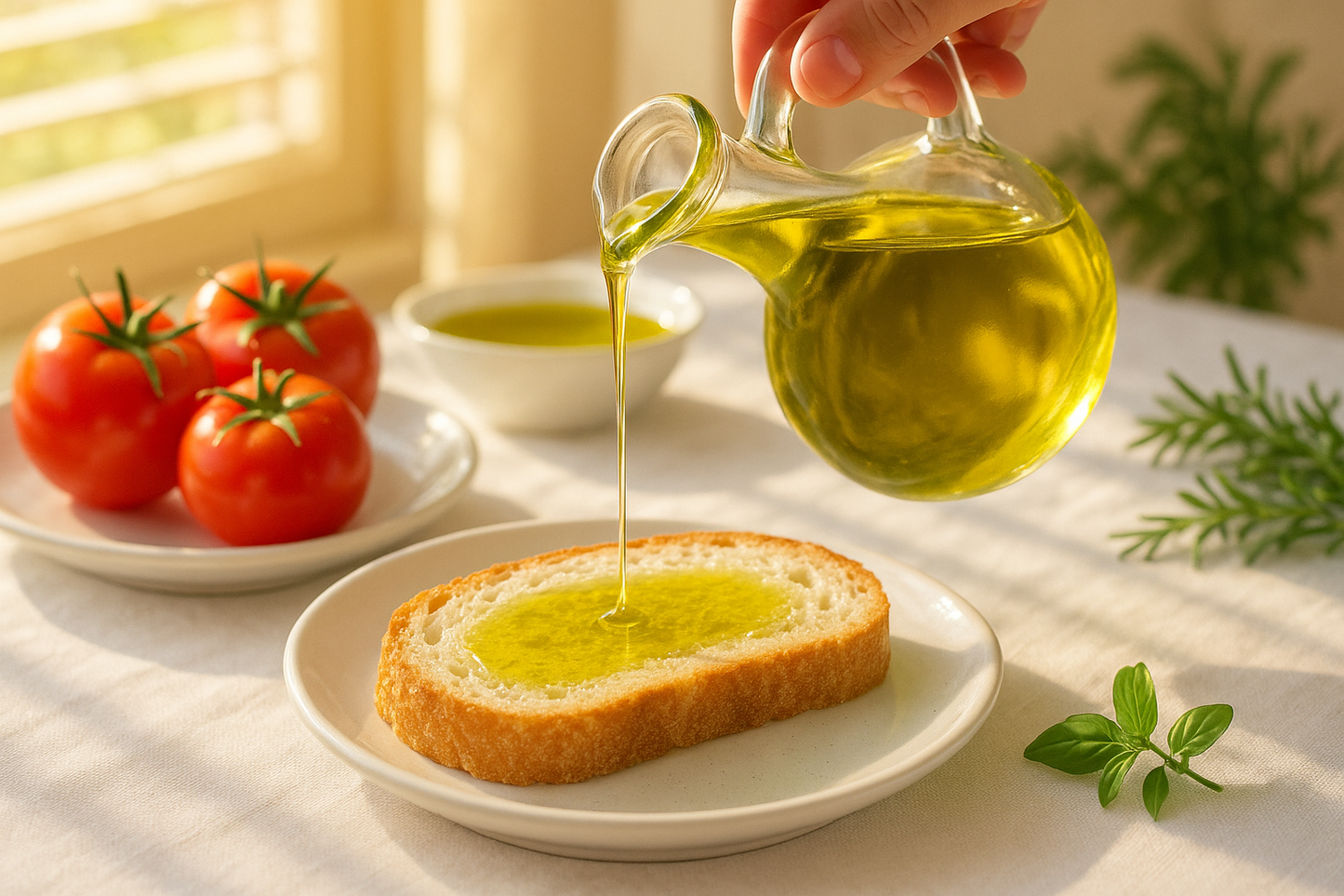 Breakfast with balanced oil pour