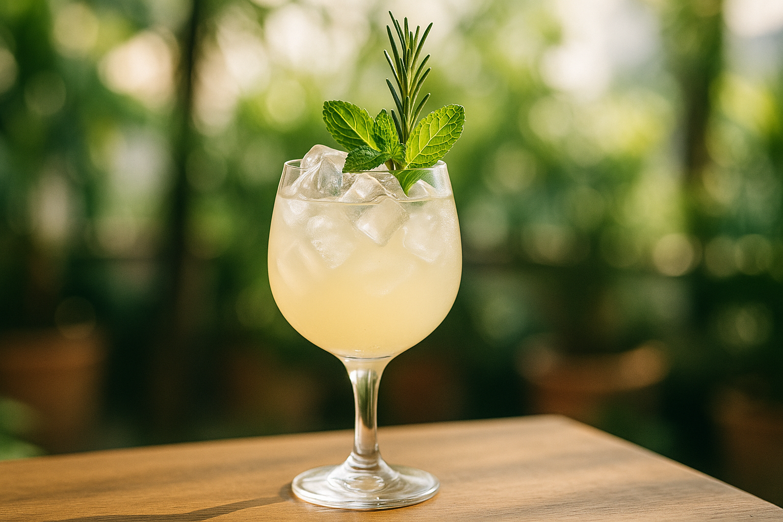 Cacao Mocktail - Outdoor Terrace with Herbs