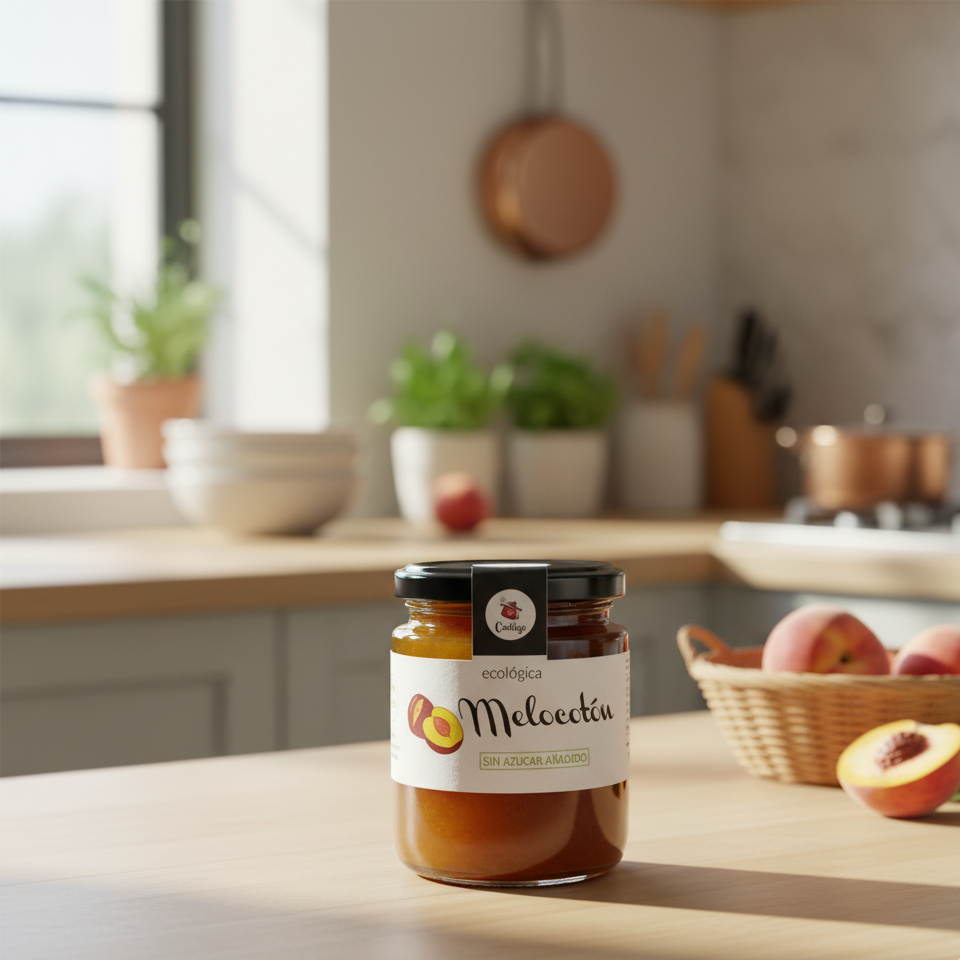 Organic Peach jam without added sugar nor sweeteners, 250g