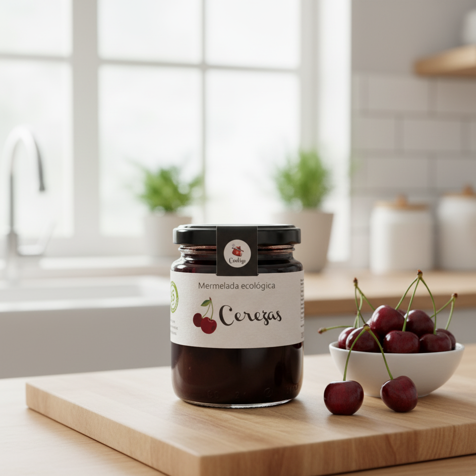 Organic Cherry jam without added sugar nor sweeteners, 250g