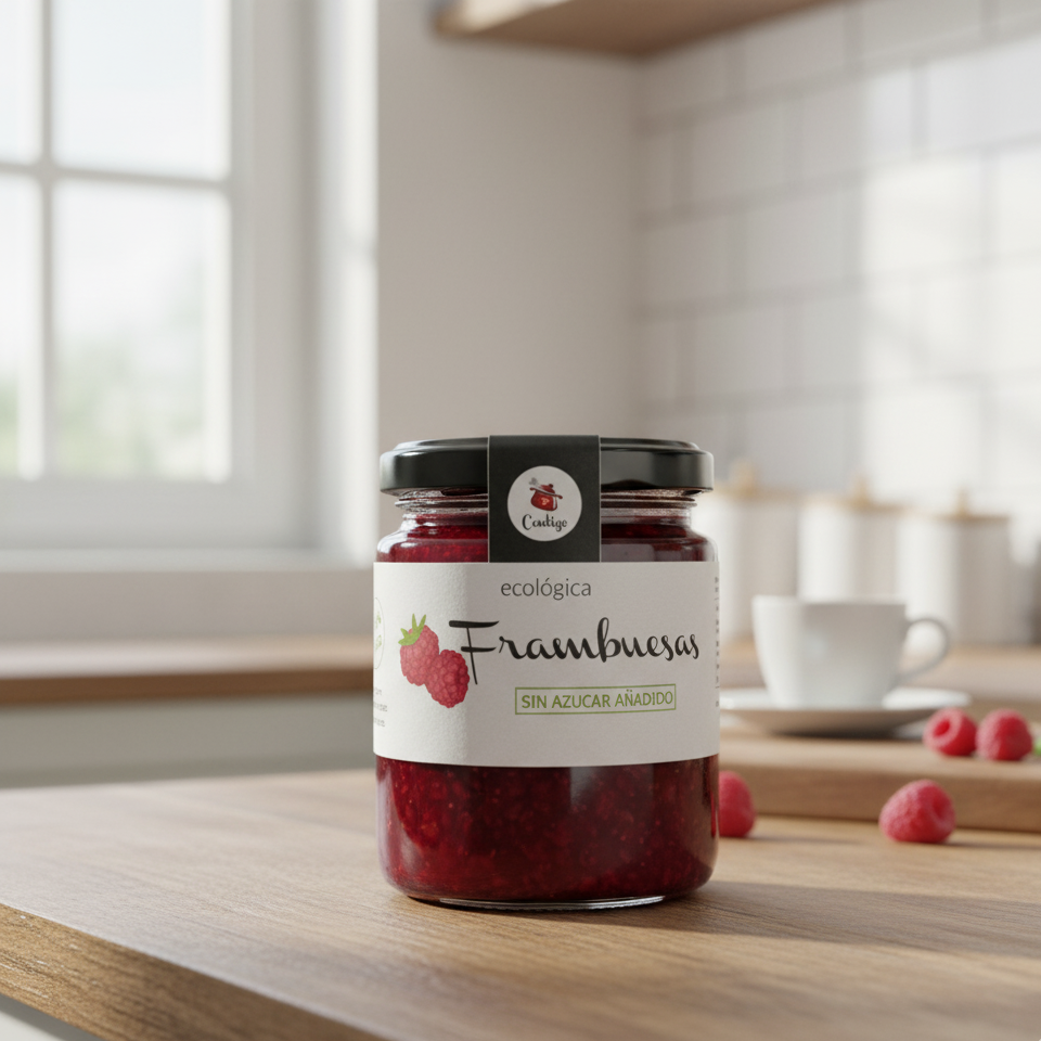 Organic Raspberry jam without added sugar nor sweeteners, 250g