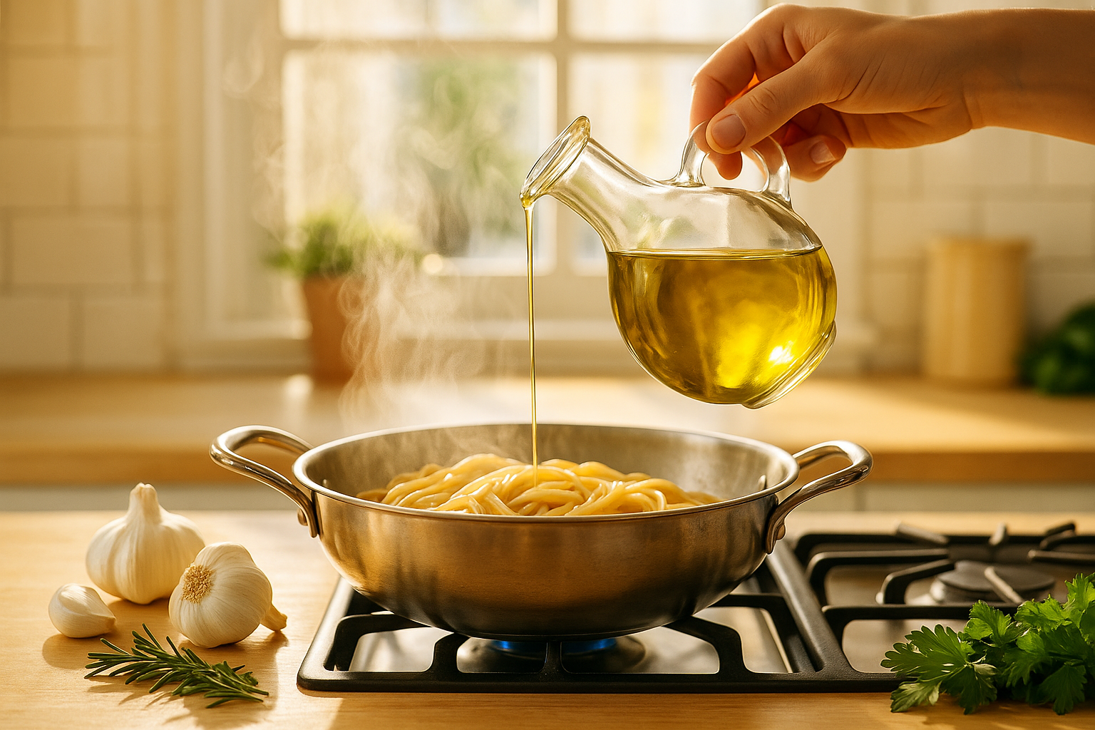 Pasta cooking scene